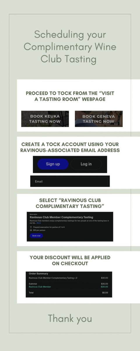 Scheduling your complimentary Wine Club tasting